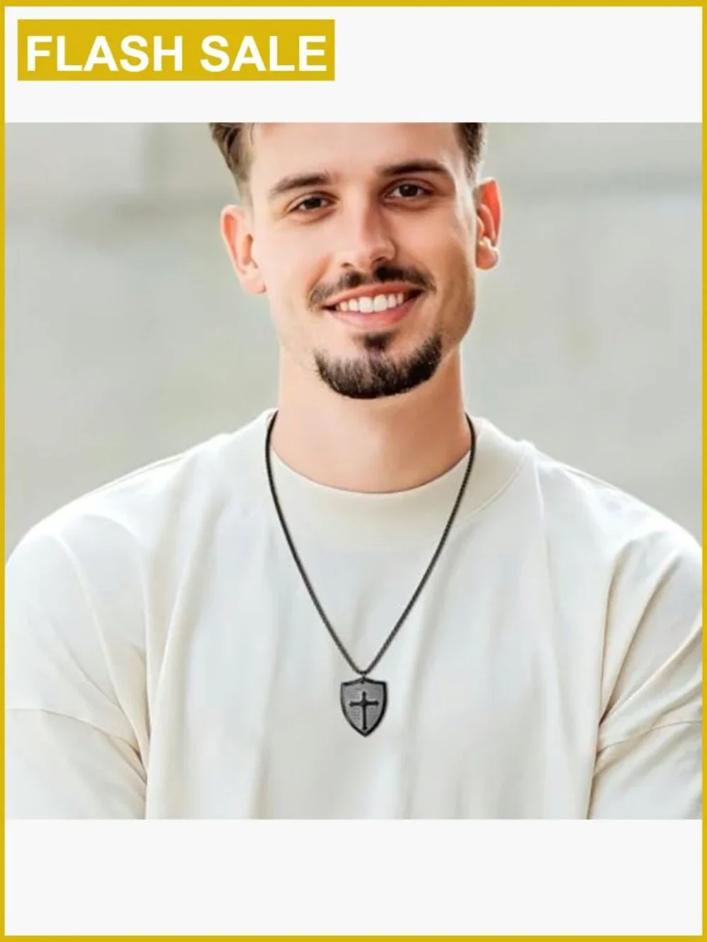 Shield Armor of God Faith Cross Stainless Steel Pendant Necklace